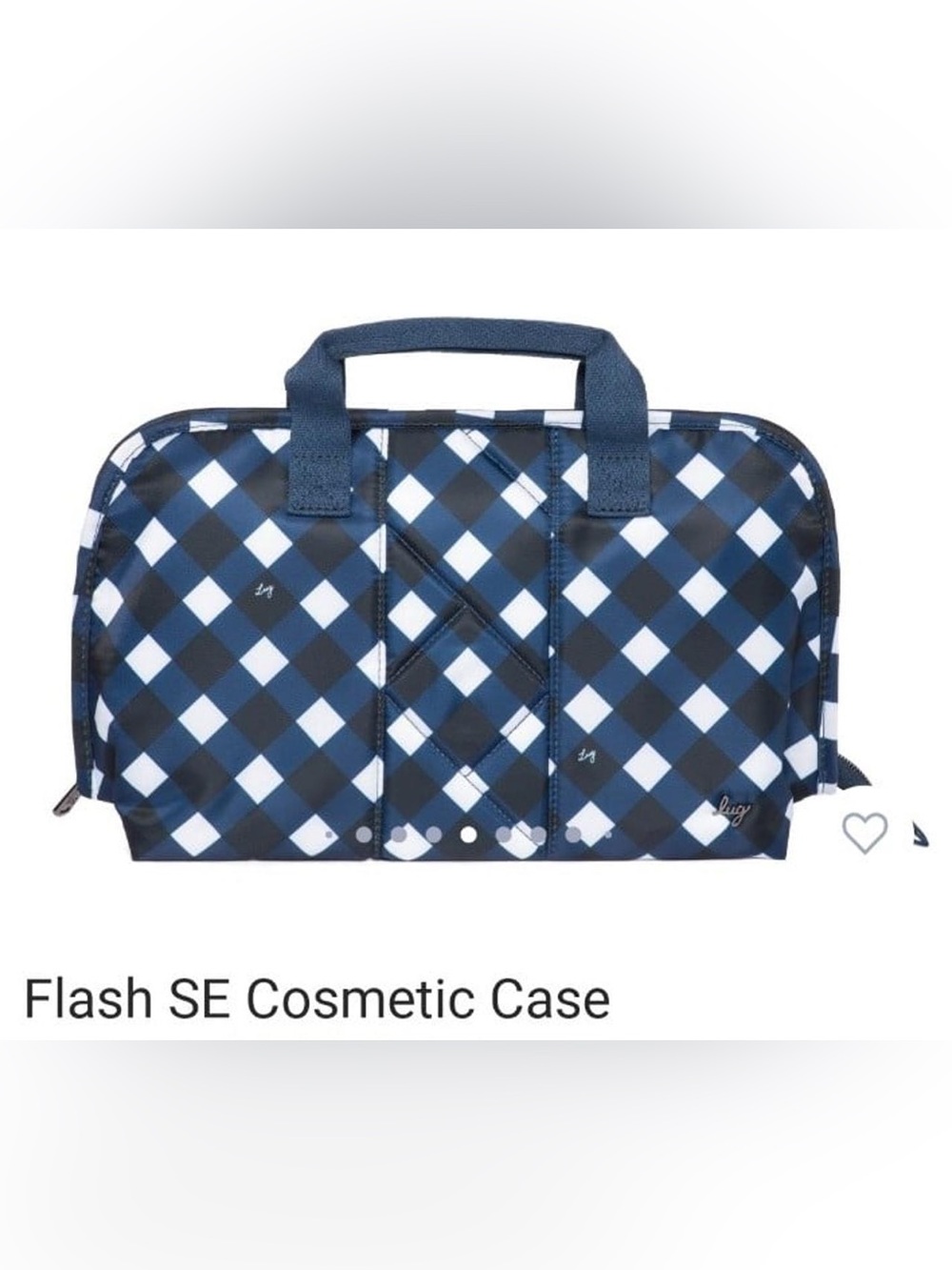 NWT- LUG- FLASH SE COSMETIC CASE- GINGHAM NAVY